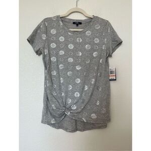 Grey and Silver Tee with Front Knot Twist NEW